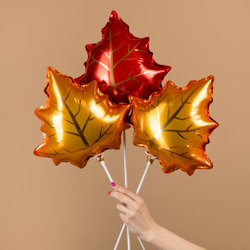 Шар с клапаном (14''/36 см) Мини-фигура, Кленовый лист, Красный, 1 шт.