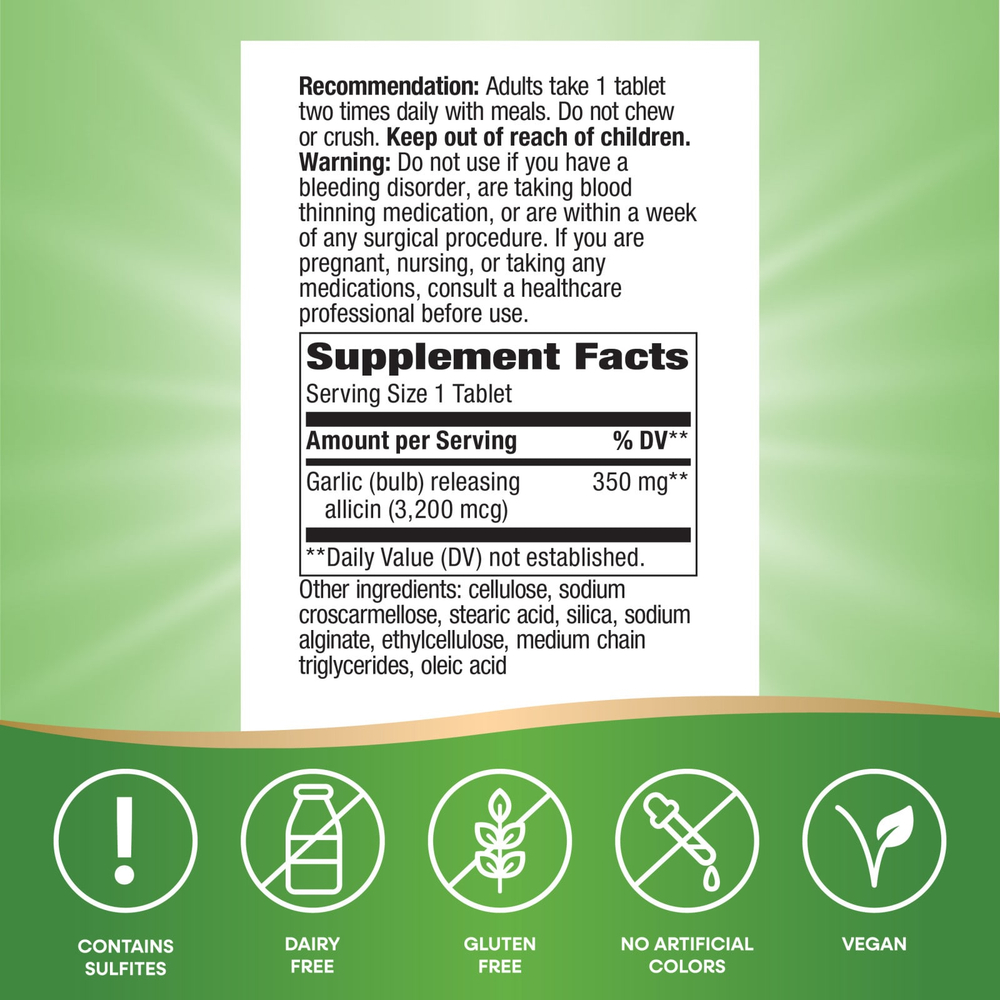 Nature's Way, Garlicin Cardio®, 350 мг, 90 веганских таблеток