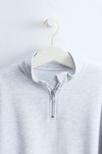 ZARA ZARA TIMELESS - ОДНОТОННАЯ ТОЛСТОВКА НА МОЛНИИ, СЕРЫЙ МЕЛАНЖ