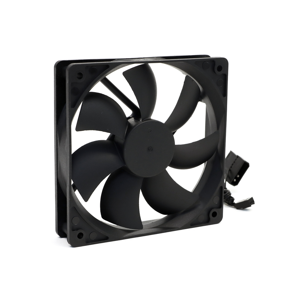 Вентилятор BaseTech V1, 120мм, 3-pin+Molex, черный, Bulk, 1500rpm, 45CFM, 18дБ, антивибропрокладки (BT-F120X25-3PB)