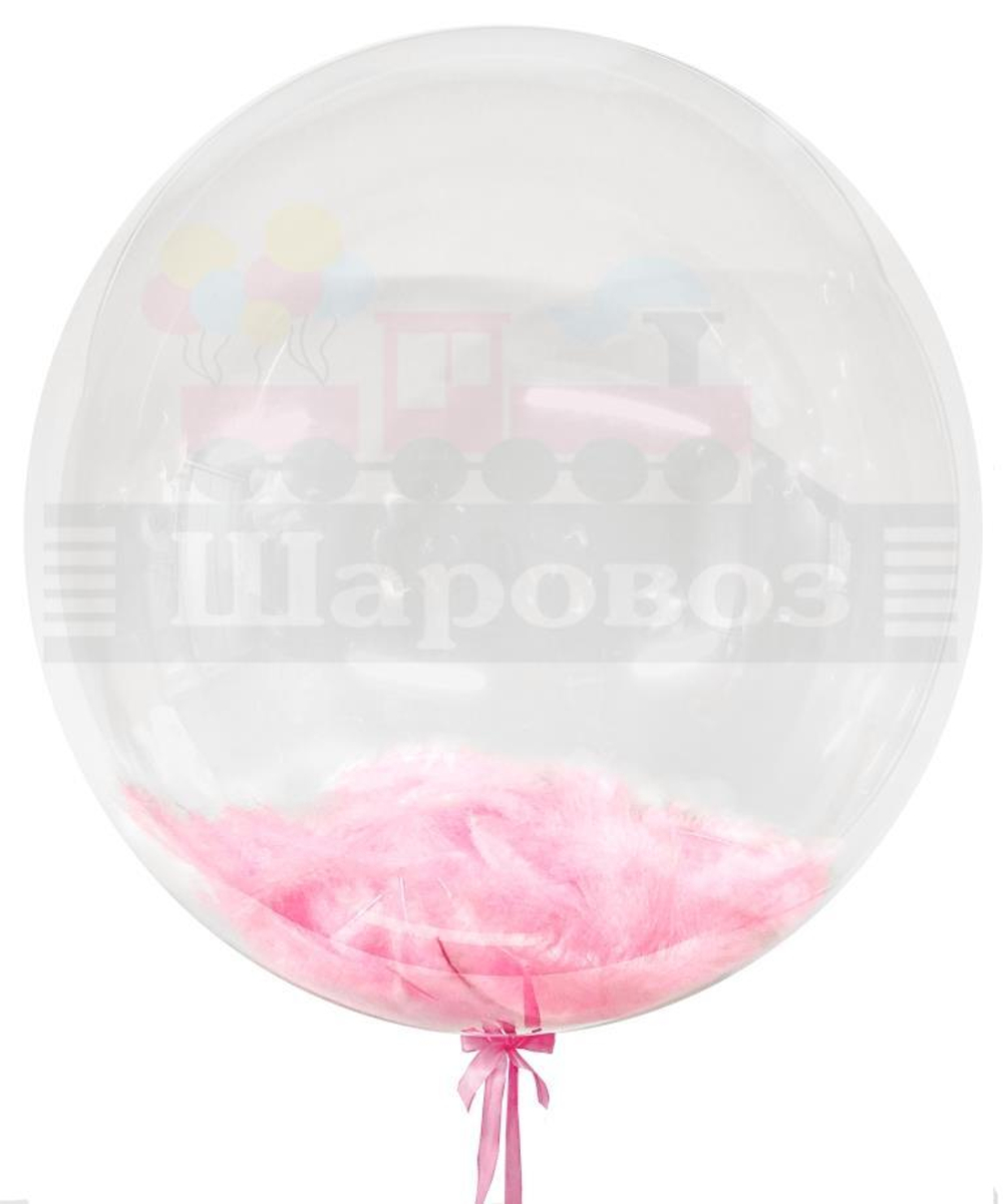 Шар с розовыми перьями Bubble