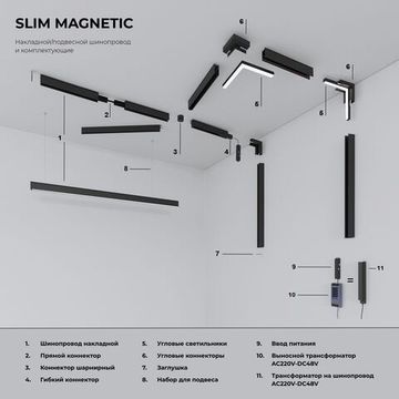 Соединительная планка узкая для шинопровода 85100/00 серый Slim Magnetic Elektrostandard