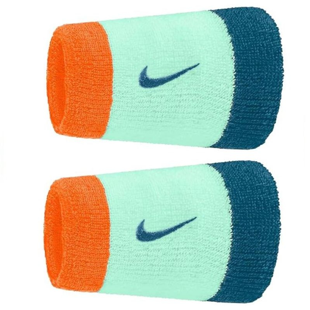 Теннисные напульсники Nike Swoosh Double Wide 2P - orange/mint/teal