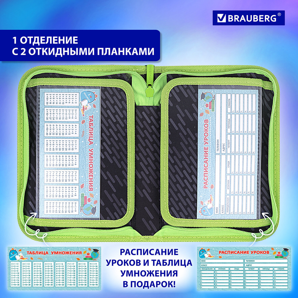 Пенал BRAUBERG, 1 отделение, 2 откидные планки, полиэстер, 21х14 см, "Gunsight", 271517