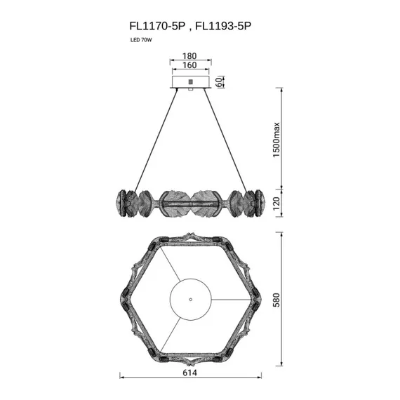 Подвесной светильник Pianta FL1170-5P Fluorite