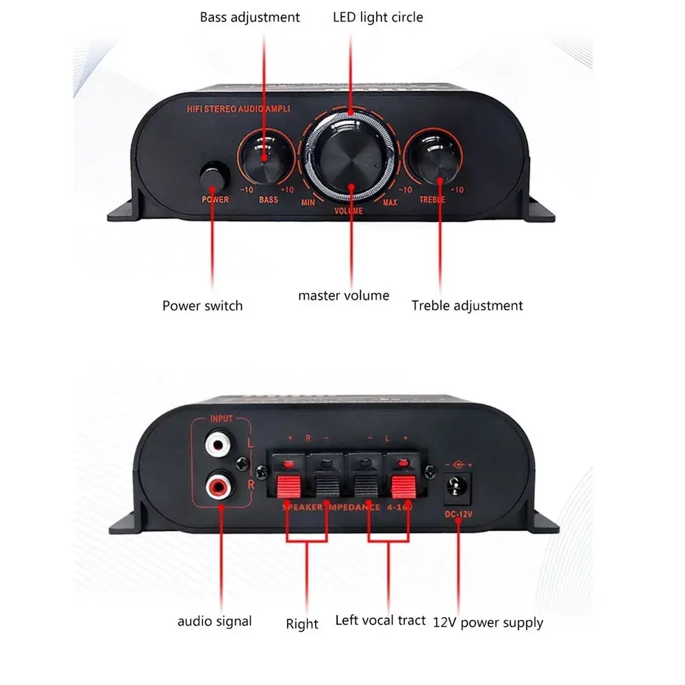 Усилитель звука MINI 2х20Вт с RCA входом (без блока питания)