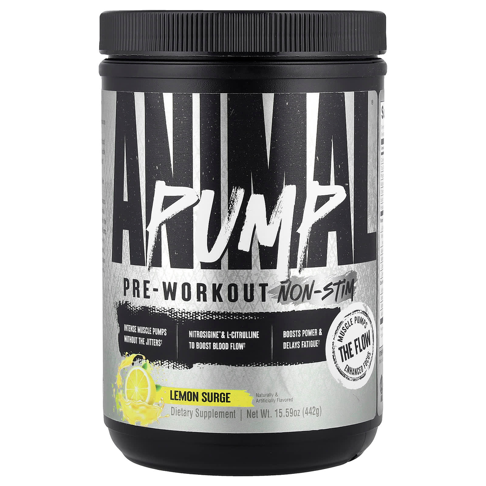 Animal, Pump™, предтренировочный комплекс без стимуляторов, со вкусом лимона, 442 г (15,59 унции)