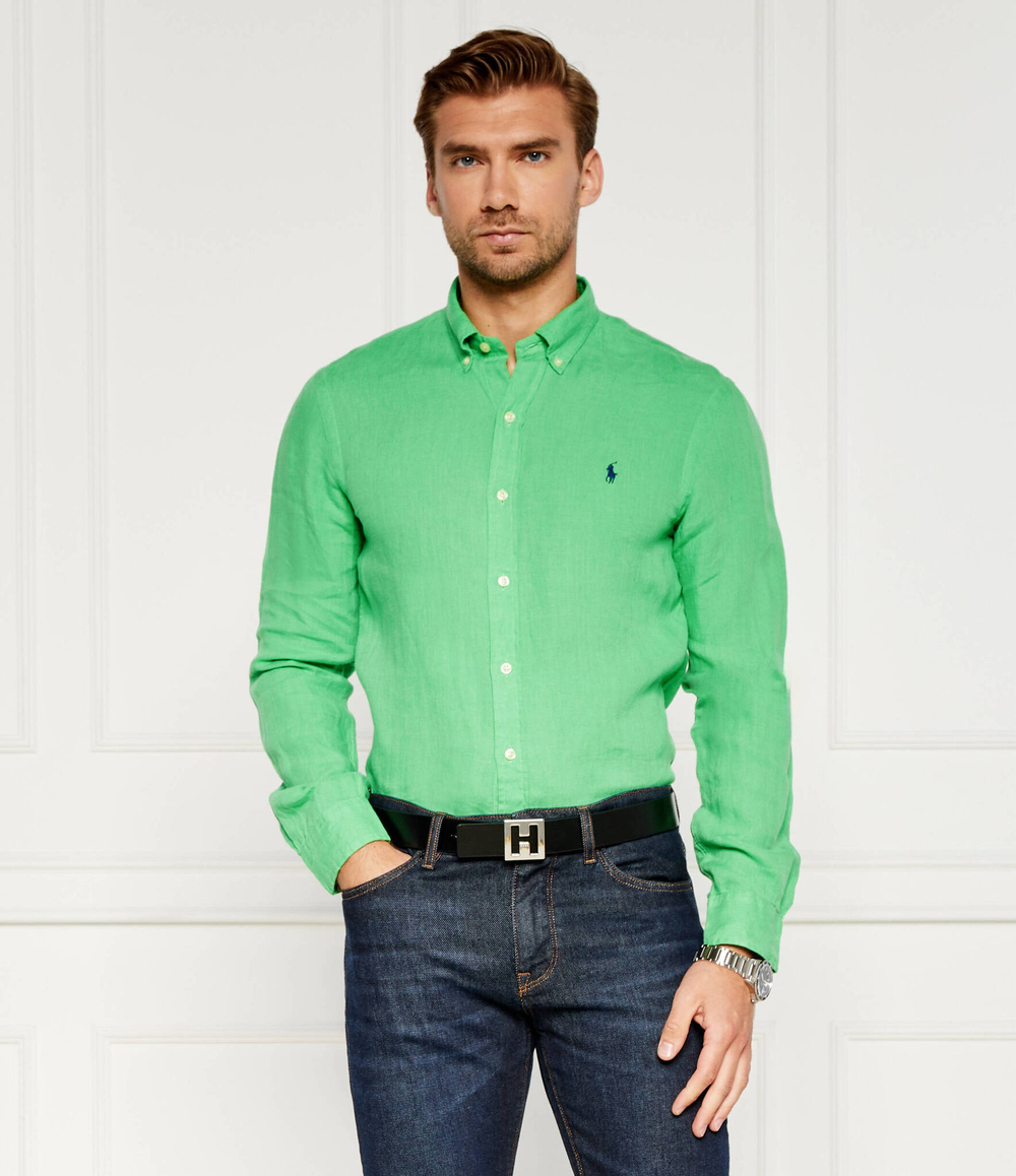 Льняная рубашка POLO RALPH LAUREN - зеленый(710829443)