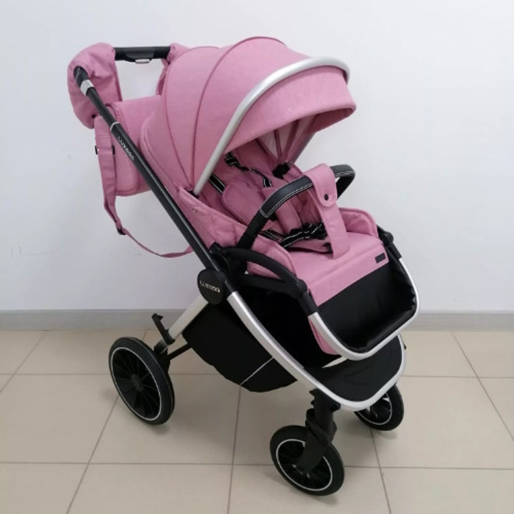 Детская модульная 2в1 коляска Luxmom 750, / выдвижная ручка /розовый цвет