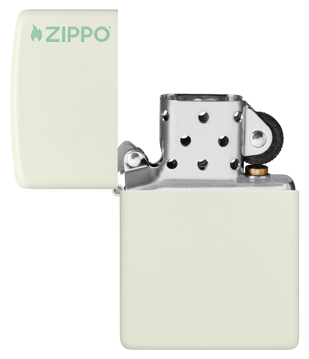 Зажигалка Zippo Classic с покрытием Glow In The Dark, латунь/сталь, белая, матовая, 38x13x57 мм