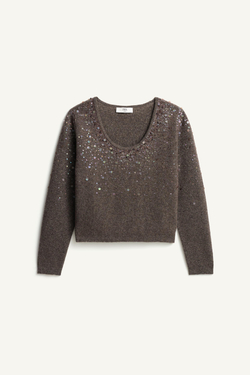 ZARA СВИТЕР ИЗ СМЕСОВОЙ ШЕРСТИ - LIMITED EDITION, КОРИЧНЕВЫЙ