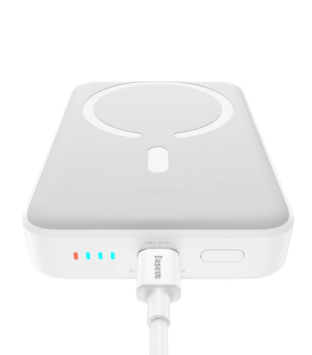 Внешний аккумулятор с магнитом повербанк PowerBank 10000mAh 30W белый Magnetik Mini BASEUS РРСХМ1030