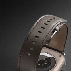 Ремешок из кожи серого цвета от Dux Ducis для смарт часов Apple Watch 38, 40, 41, 42мм, серия YS Series