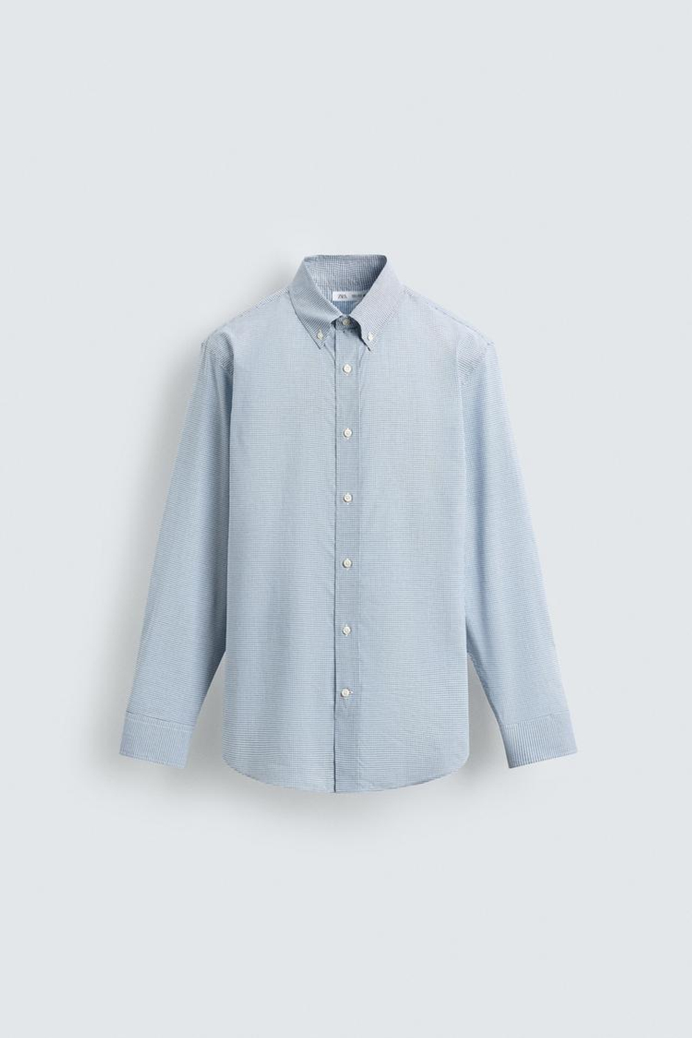 ZARA РУБАШКА REGULAR FIT В КЛЕТКУ, БЕЛЫЙ/НЕБЕСНО-ГОЛУБОЙ