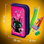 Пенал ПИФАГОР, 2 отделения, ламинированный картон, 19х11 см, "Black kitten", 270881