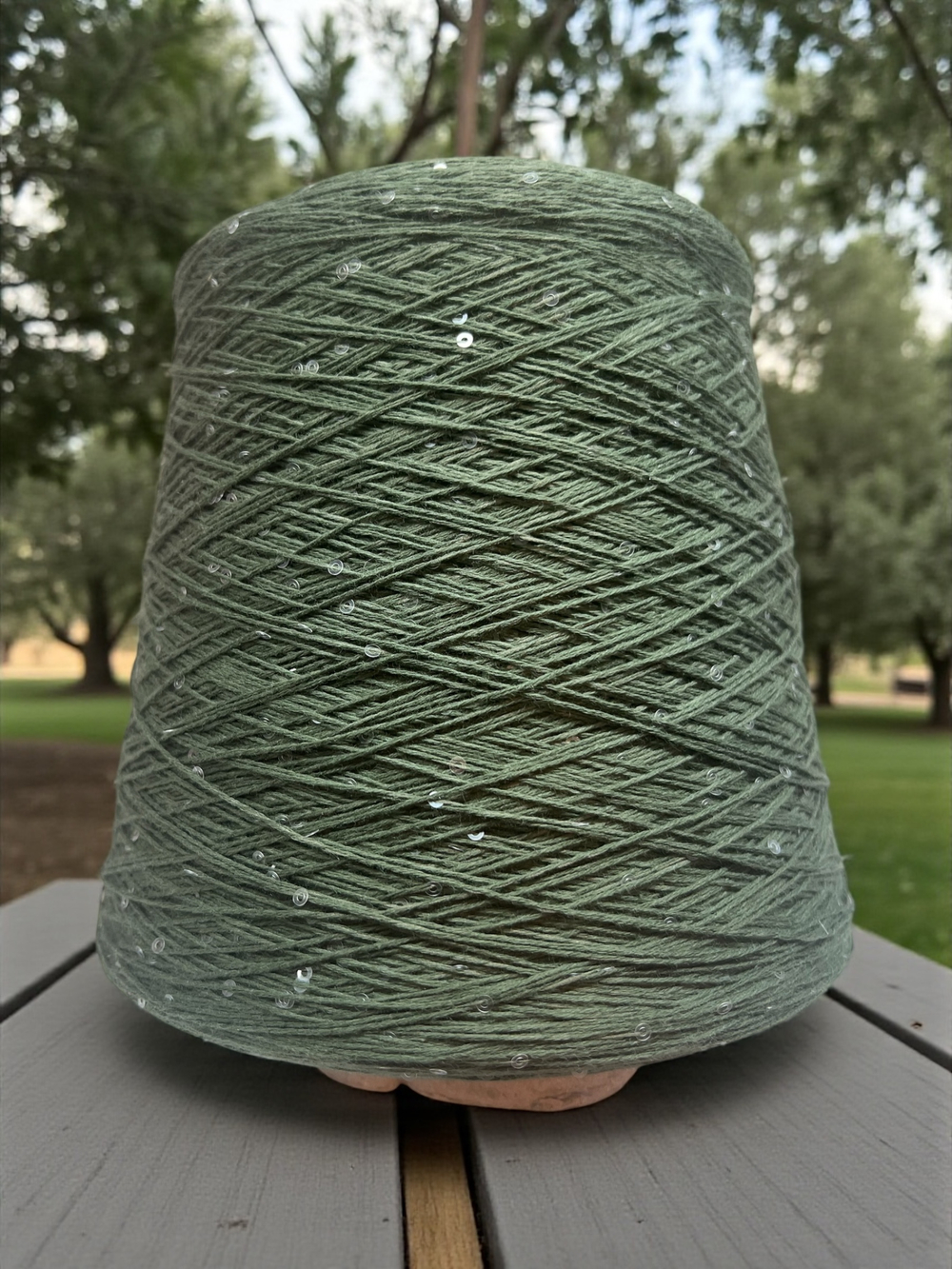 Бобинная пряжа Cotton Paillettes (Verde)