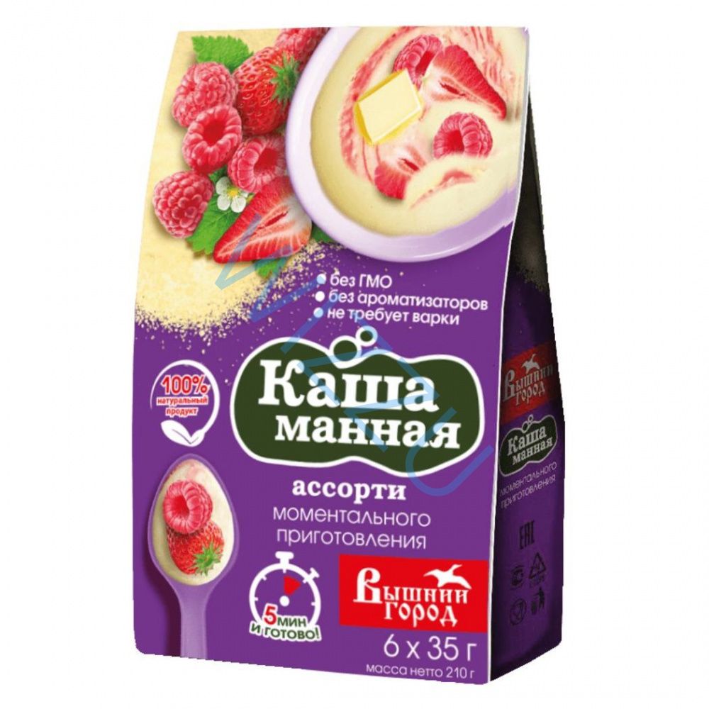 Каша манная м\п "Вышний город"  ассорти, 210 гр (35 гр. по 6 шт)