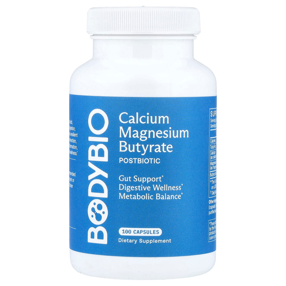BodyBio, бутират кальция и магния, 100 капсул