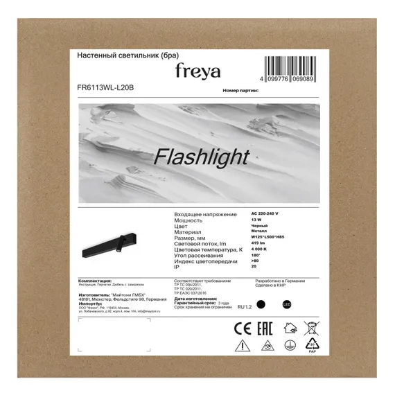 Настенный светильник Flashlight FR6113WL-L20B Freya