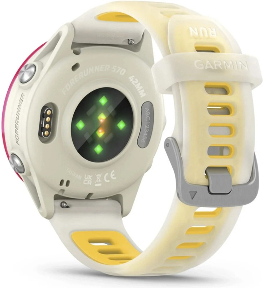 Смарт-часы Garmin Forerunner 570 42мм 1.2" AMOLED корп.белый/розовый рем.белый разм.брасл.:135-205мм (010-02970-02)