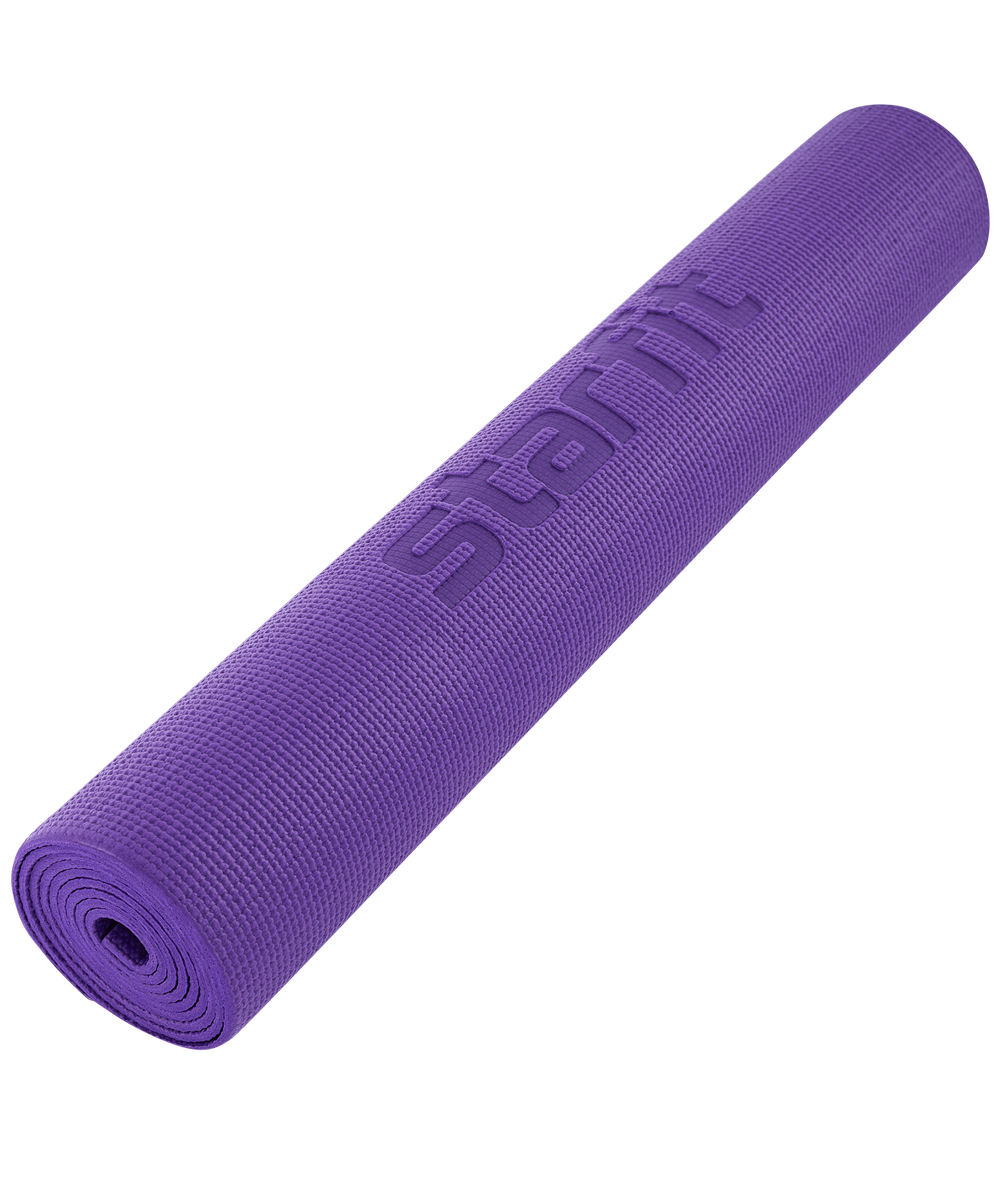 Коврик для йоги и фитнеса FM-101, PVC, 173x61x0,4 см, фиолетовый