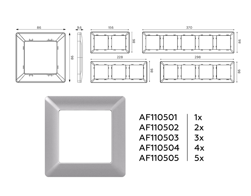 AF110504 Рамка ALFA Line (Сталь матовый) 4-ая