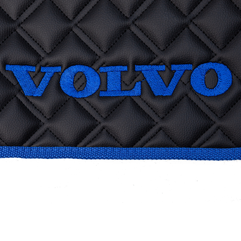 Ковры VOLVO FH-12 2009-2013г (автомат) (экокожа, черный, синий кант, синяя вышивка)