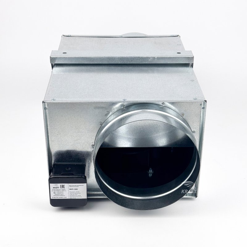 Вентилятор  ВКП-200К канальный в прямоугольном корпусе для круглых воздуховодов 870 м3/час
