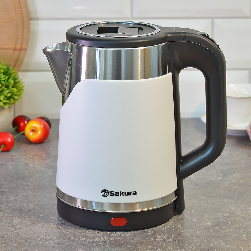 Чайник электрический 1,8л Sakura SA-2194WBK, белый/черный