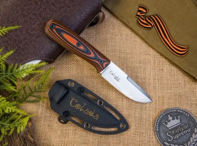 Туристический нож Colada Elmax (Cryo) StoneWash Black-Orange G10