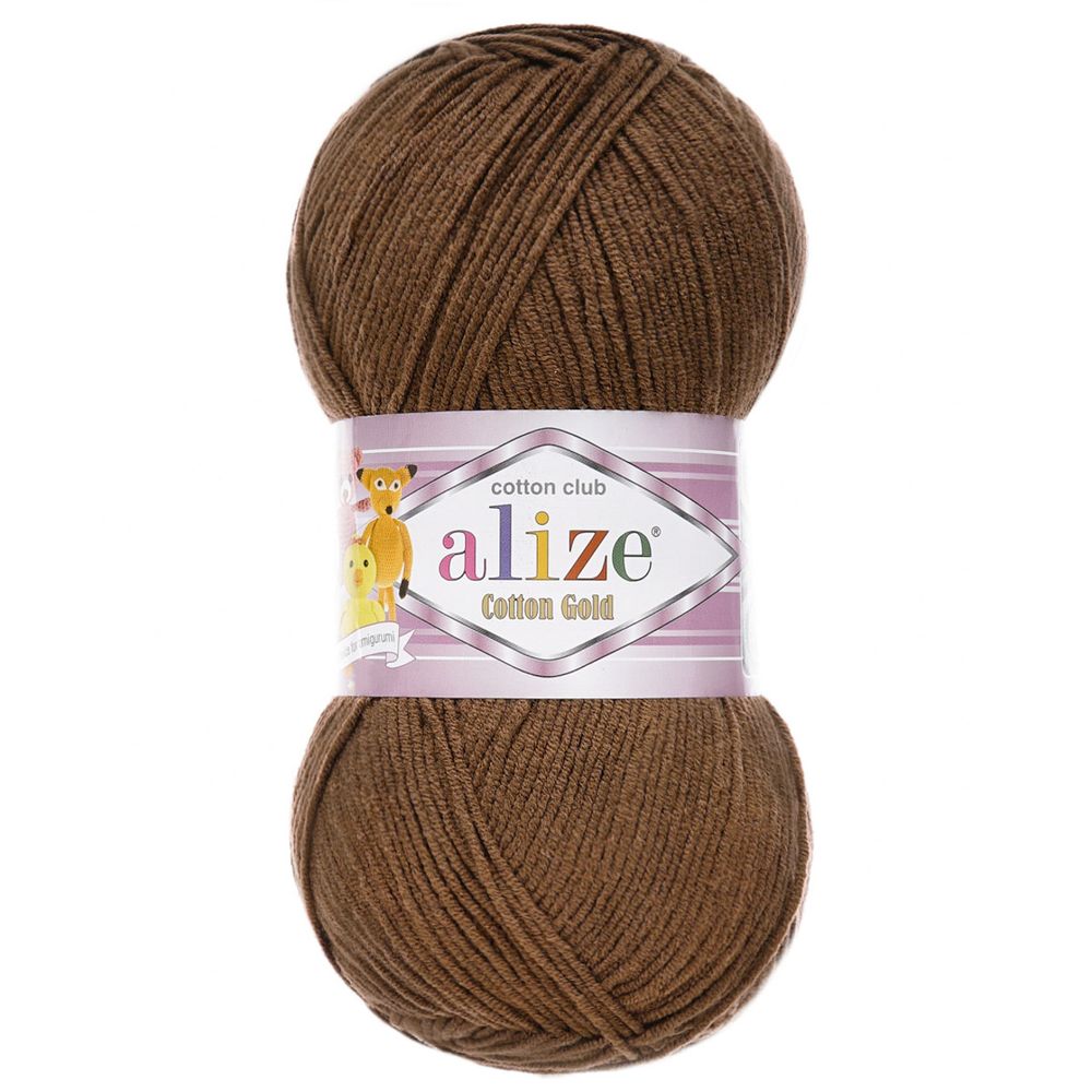Пряжа Alize (Ализе) Cotton Gold / уп.5 мот. по 100 г, 330м, 493 коричневый A