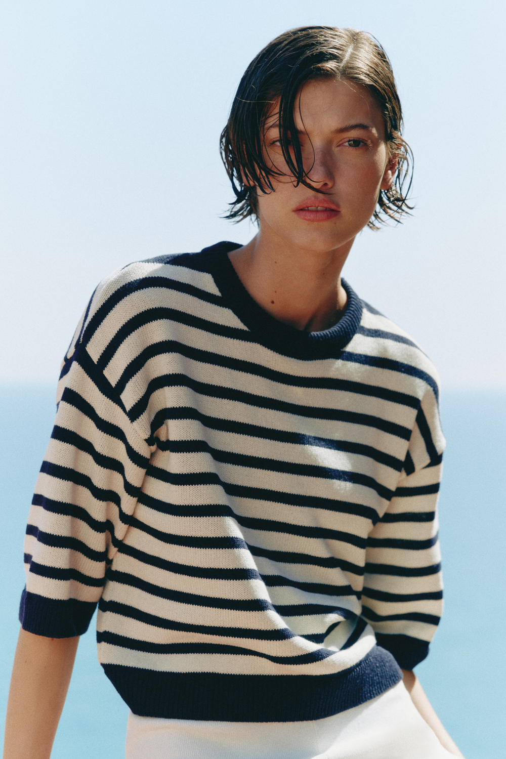 Трикотажная футболка — рукава 3/4, прямой крой - H&M