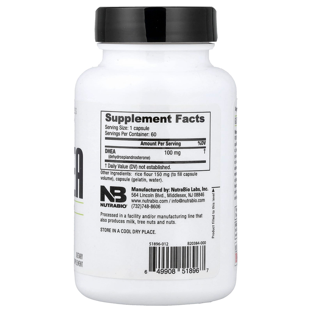 NutraBio, ДГЭА, 100 мг, 60 капсул