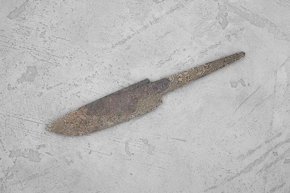 Заготовка для ножа, дамаск ZDI-1016 дикий 4,2мм. Модель "Рыжик" с клинком 98мм, ТО 58-60HRC