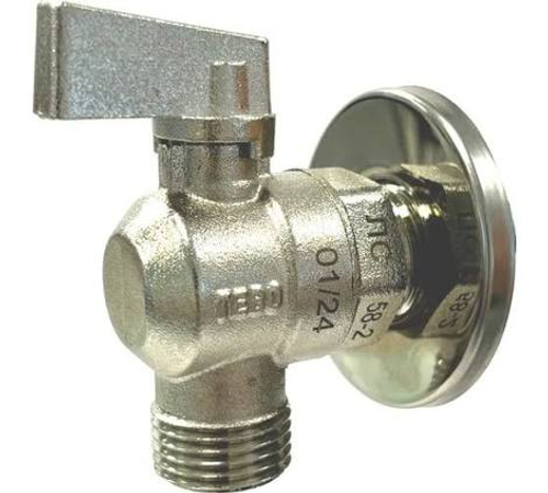 Кран шар. угловой н/н 1/2"х1/2"для ст.машины с отражателем TEBO
