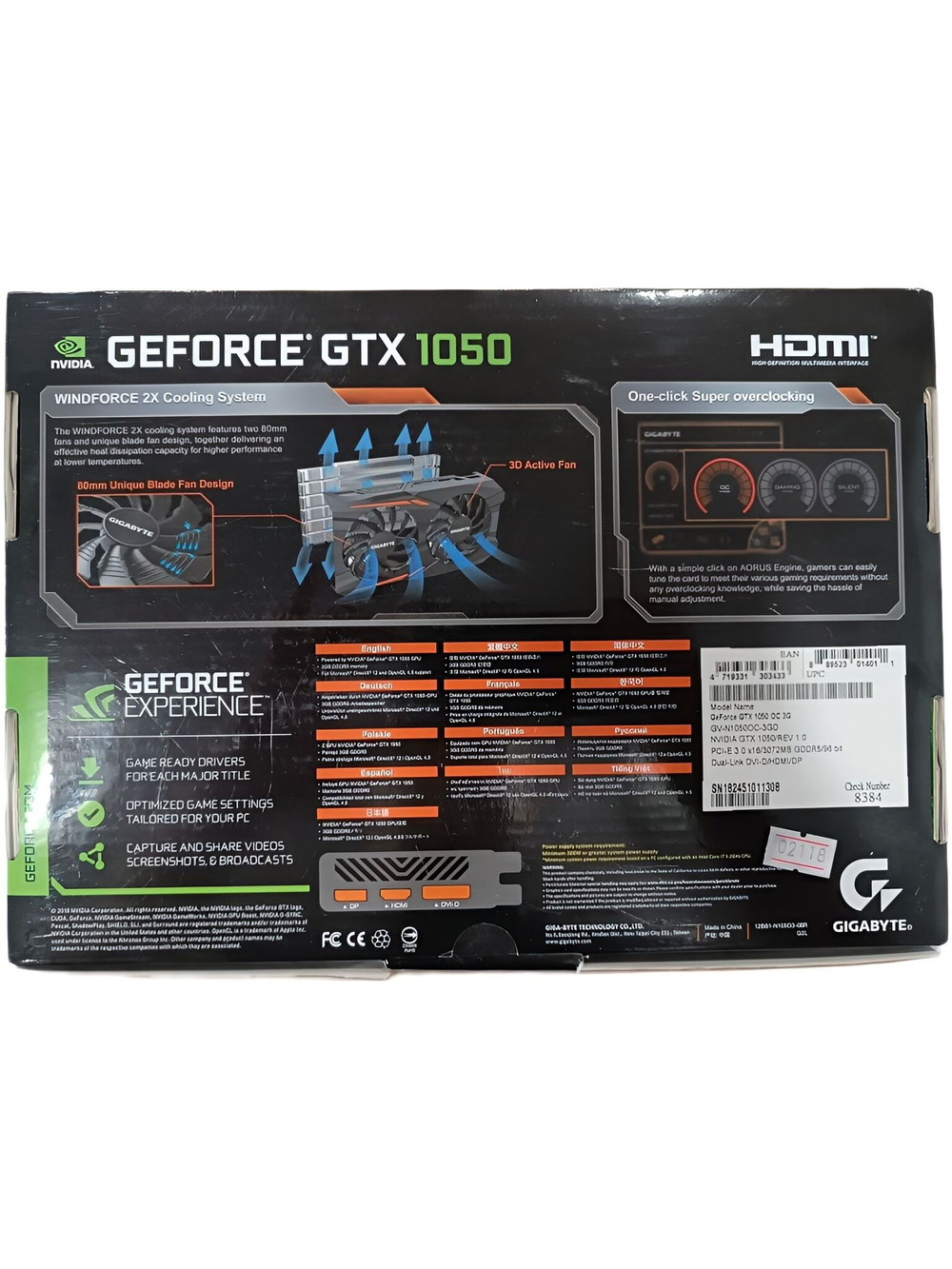 Видеокарта Gigabyte GeForce GTX 1050 OC 3072MB 96bit GDDR5