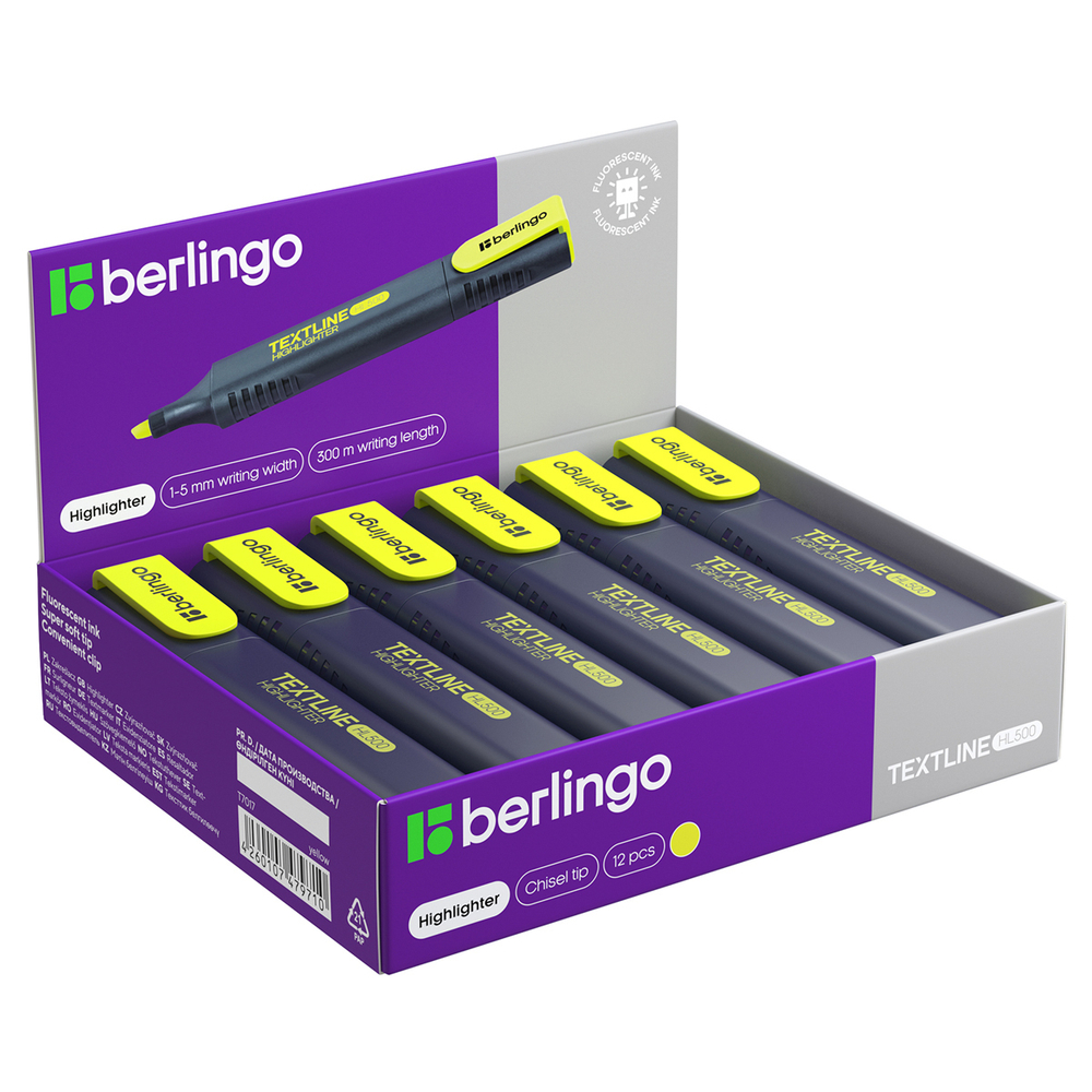 Текстовыделитель Berlingo "Textline HL500" желтый, 1-5мм