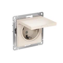 Розетка с крышкой Systeme Electric AtlasDesign Бежевый ATN000246