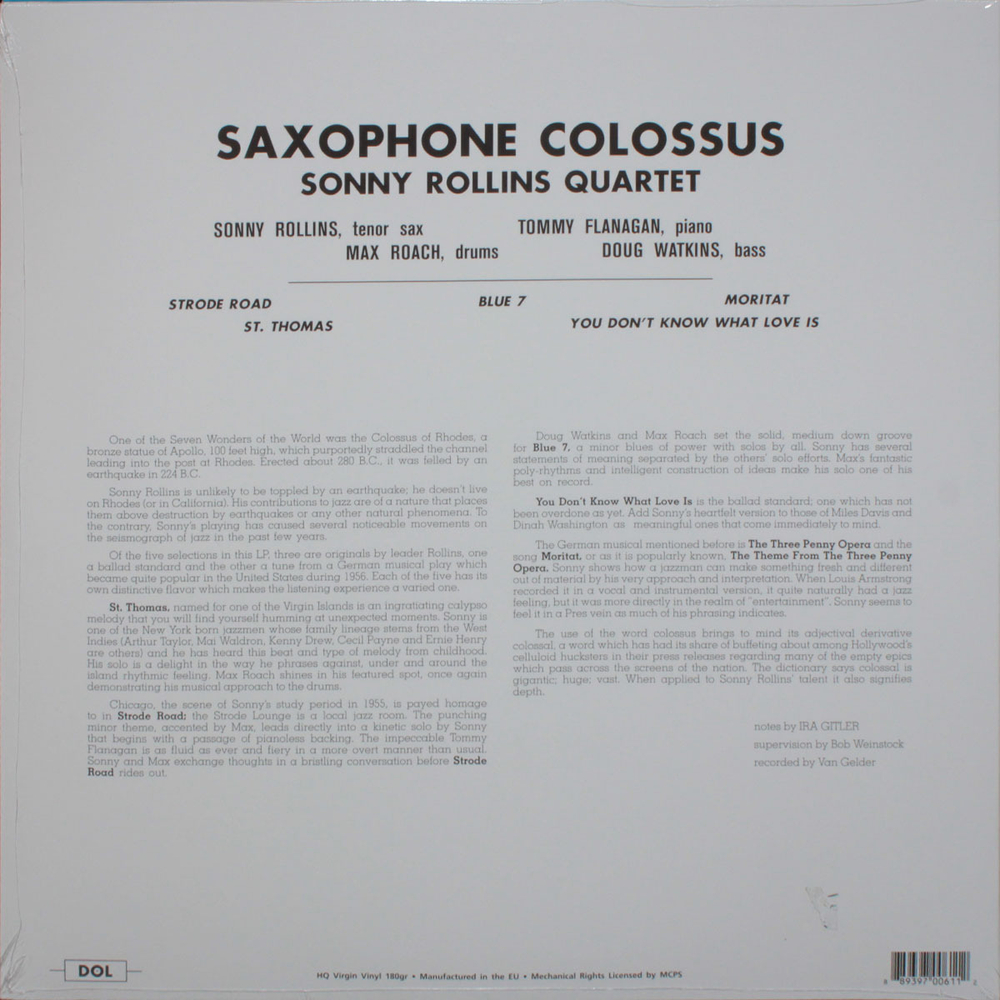 Sonny Rollins / Saxophone Colossus (Colored Vinyl)(LP)