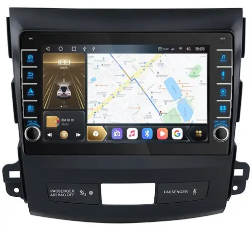 Магнитола для Mitsubishi Outlander XL, Peugeot 4007, Citroen C-Crosser - Kuberg OL-9636 (кнопки и крутилки), Android 12, Быстрая, CarPlay, 4G SIM-слот