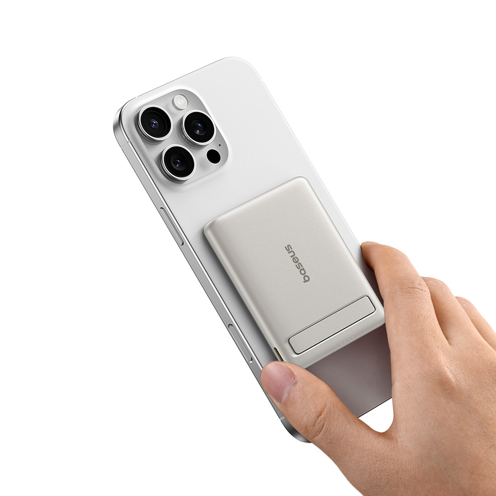 Внешний аккумулятор + Беспроводная зарядка Baseus PicoGo AM31 Ultra-Mini Magnetic Power Bank with Kickstand C+Qi2 5000mAh 20W (MagSafe)
