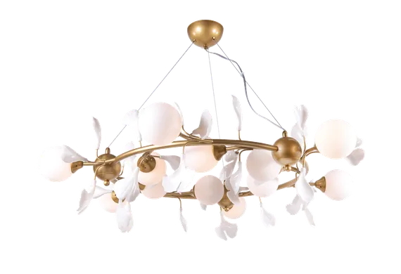 Люстра подвесная светодиодная NewRgy 2661A/12 SPRAY PAINT BRASS+WHITE, 12×15 Вт, белая и латунная