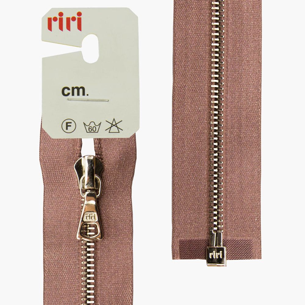 Молния металл RIRI Т4 (4 мм) 1 зам., разъем., 60 см, Ni, атласная тесьма, цв.9419, серо-сиреневый, 1 шт