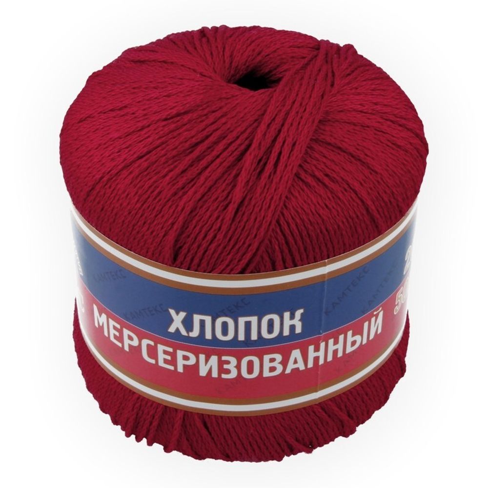 Пряжа Камтекс Хлопок мерсеризованный / уп.10 мот. по 50 г, 200 м, цв.046 красный