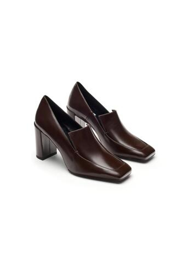 Massimo Dutti Кожаные лоферы на каблуке - Limited Edition, бургунди