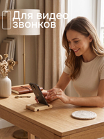 Подставка под телефон, 13х8х1.8, настольная, под планшет, массив сосны, Dipriz