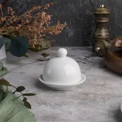 Масленка икорница d 5,5 см 30 мл с крышкой белая фарфор P.L. Proff Cuisine