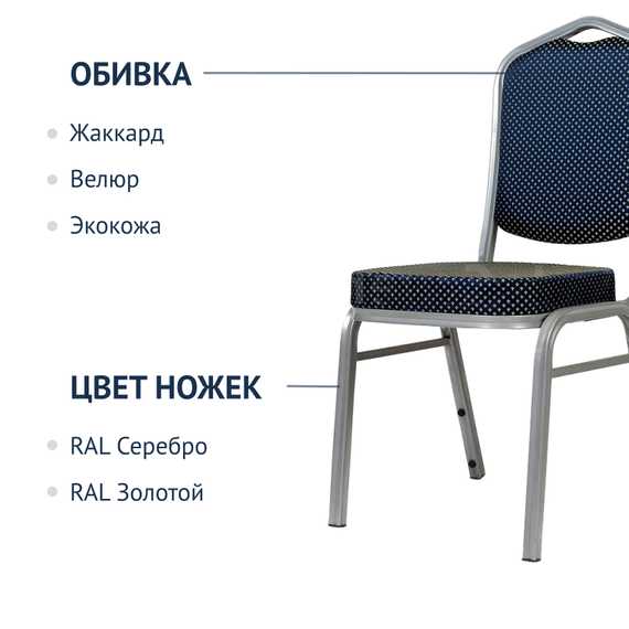 Стул Хит 25мм - синий жаккард, алюминиевый каркас