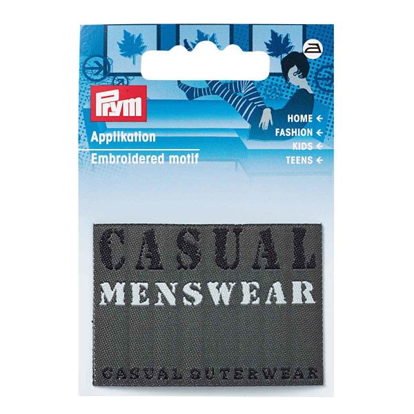 Аппликация термоклеевая джинс ярлык прямоугольный CASUAL MENSWEAR, черный цв, Prym
