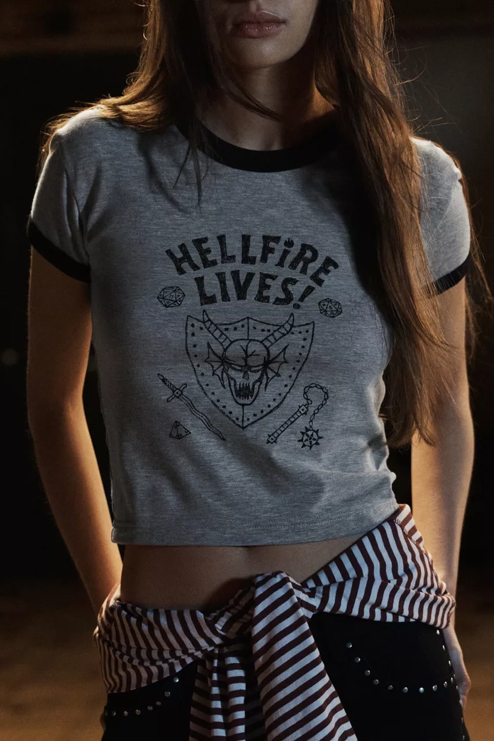PULL&BEAR Футболка "Stranger Things ", серый меланж
